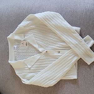 Easy Collar Micro Cable Cardi- Snow white color